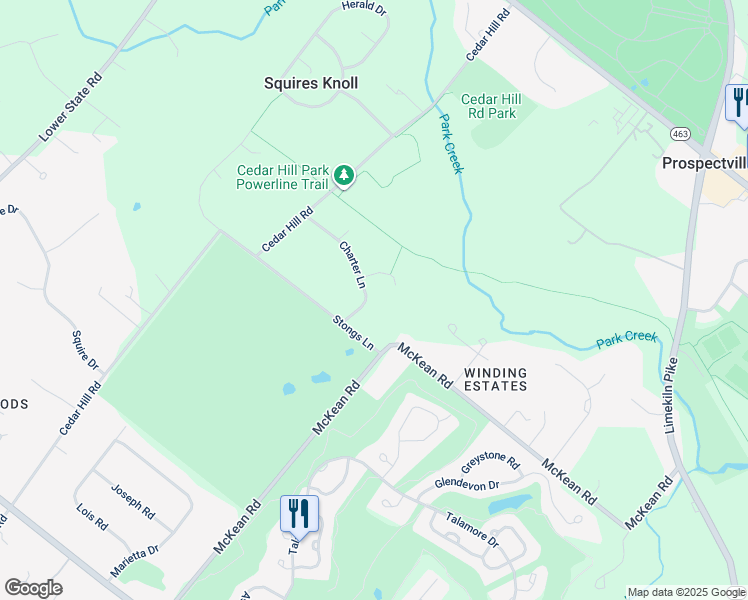 map of restaurants, bars, coffee shops, grocery stores, and more near 1217 Charter Lane in Ambler