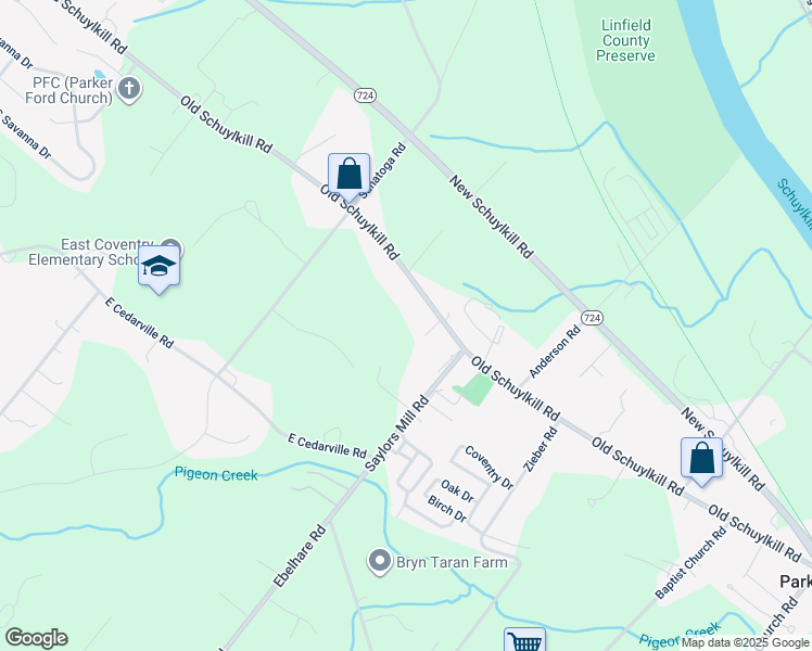 map of restaurants, bars, coffee shops, grocery stores, and more near 1098 Old Schuylkill Road in Pottstown