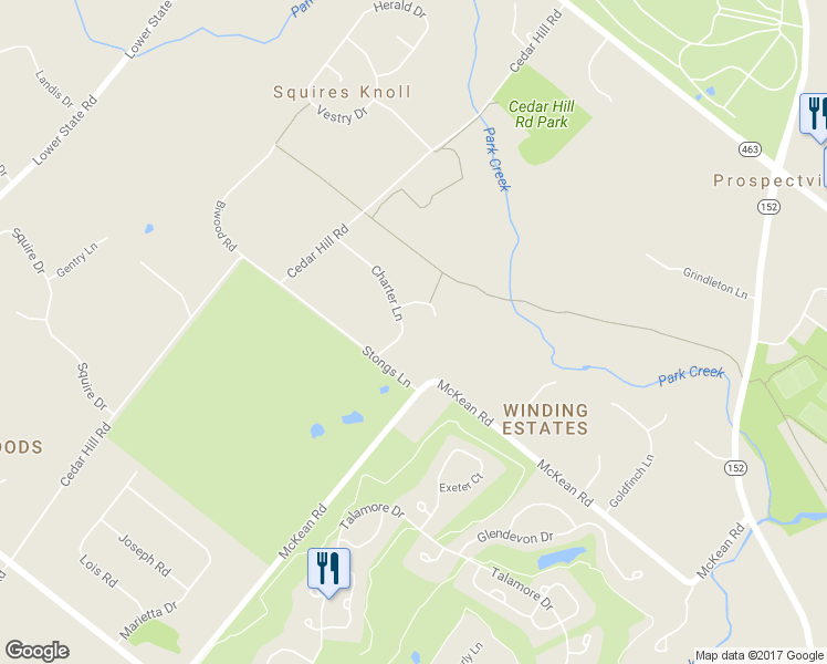 map of restaurants, bars, coffee shops, grocery stores, and more near 1217 Charter Lane in Ambler