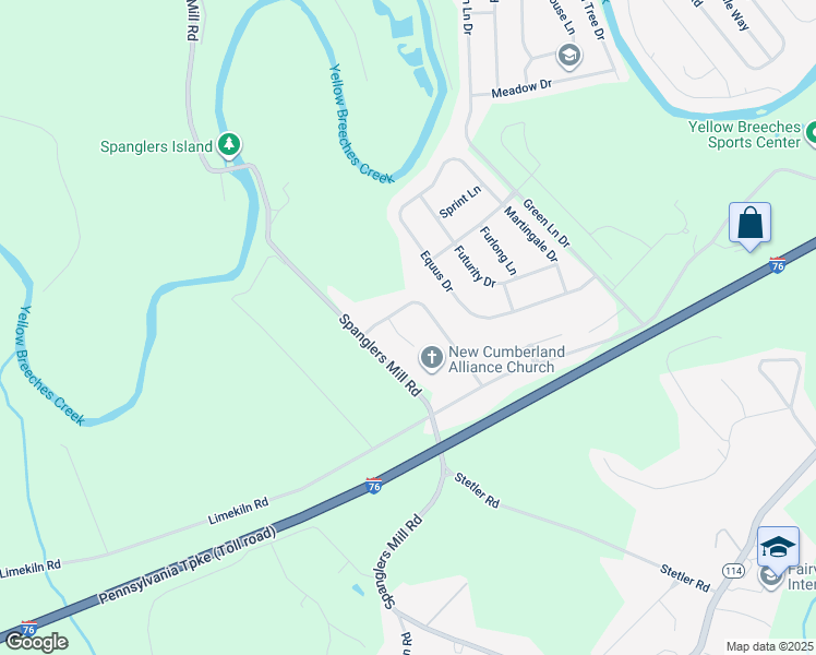 map of restaurants, bars, coffee shops, grocery stores, and more near 103 Buttonwood Court in New Cumberland