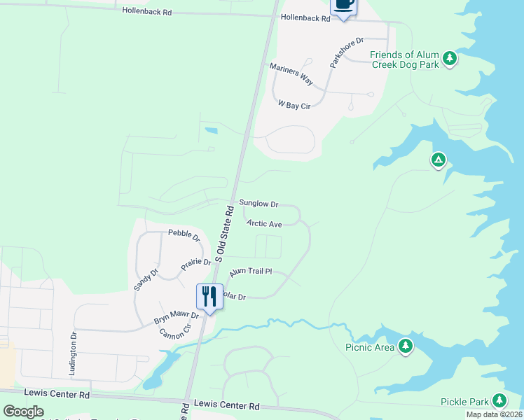 map of restaurants, bars, coffee shops, grocery stores, and more near 3133 Arctic Avenue in Lewis Center