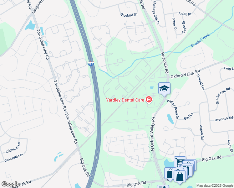 map of restaurants, bars, coffee shops, grocery stores, and more near 7906 Spruce Mill Drive in Yardley