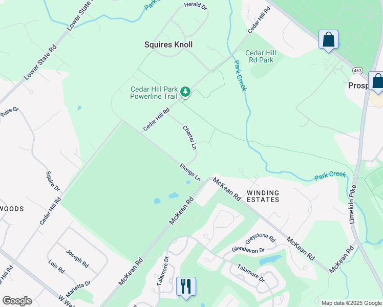map of restaurants, bars, coffee shops, grocery stores, and more near 1218 Charter Lane in Ambler