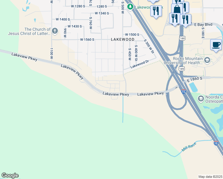 map of restaurants, bars, coffee shops, grocery stores, and more near 605 West 1920 South in Provo