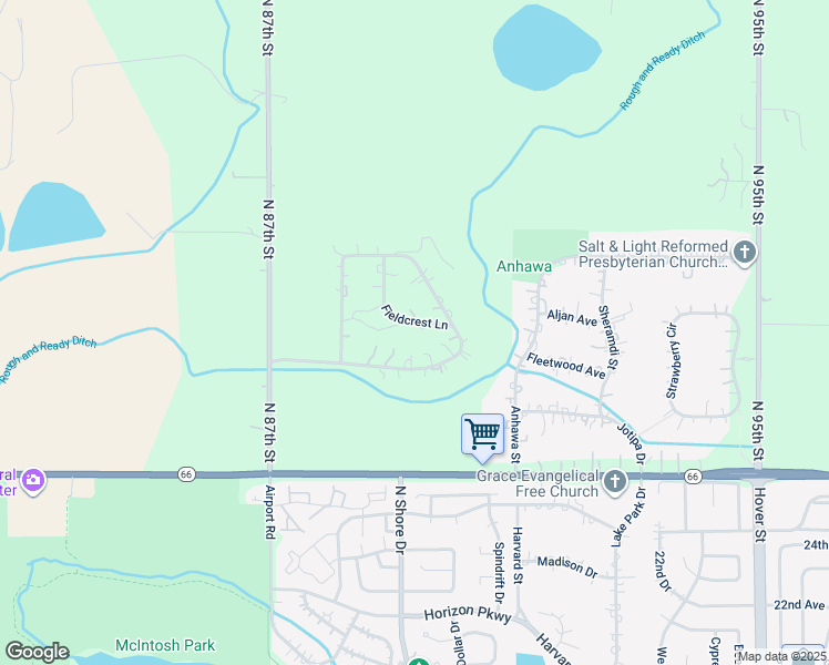 map of restaurants, bars, coffee shops, grocery stores, and more near 9030 Fieldcrest Lane in Longmont