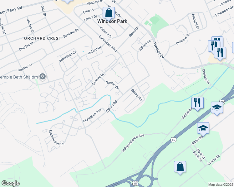 map of restaurants, bars, coffee shops, grocery stores, and more near 1119 Nanroc Drive in Mechanicsburg