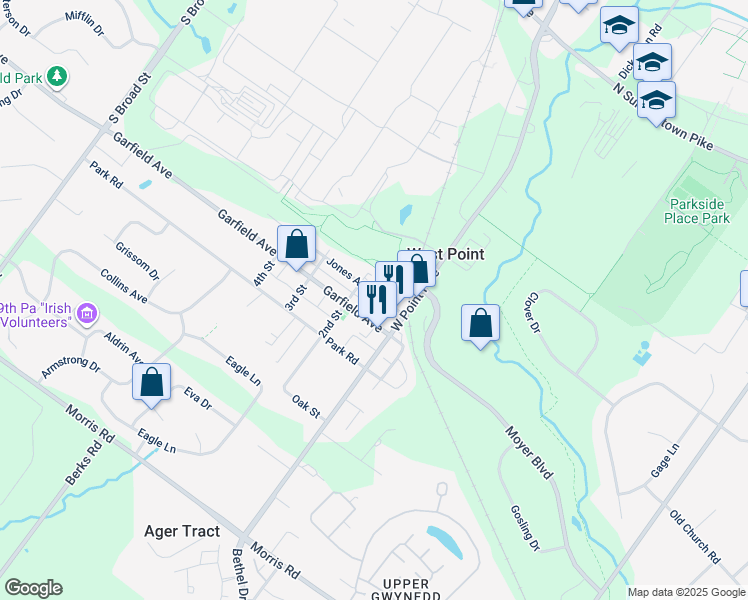 map of restaurants, bars, coffee shops, grocery stores, and more near 620 Jones Avenue in Lansdale