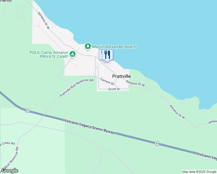 map of restaurants, bars, coffee shops, grocery stores, and more near 2780 Scott Drive in Canyondam