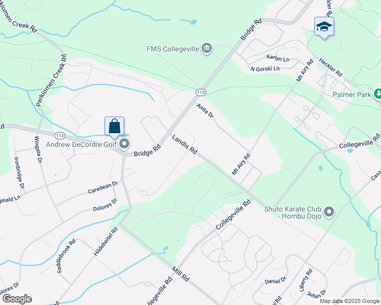 map of restaurants, bars, coffee shops, grocery stores, and more near 712 Rosewood Circle in Collegeville