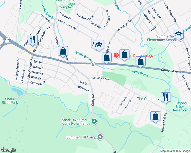 map of restaurants, bars, coffee shops, grocery stores, and more near 11 Old Corlies Avenue in Neptune City