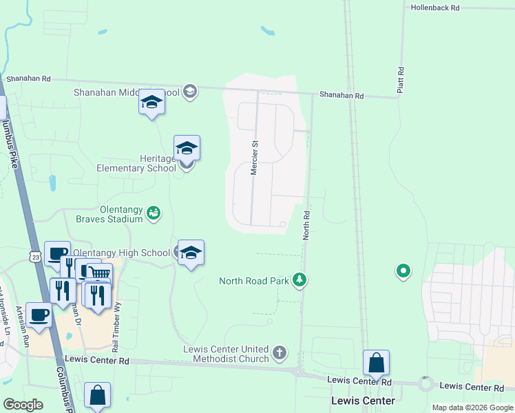 map of restaurants, bars, coffee shops, grocery stores, and more near 5700 Dorrington Street in Lewis Center