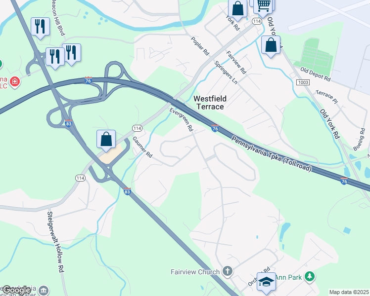map of restaurants, bars, coffee shops, grocery stores, and more near 370 Stoneridge Court in New Cumberland