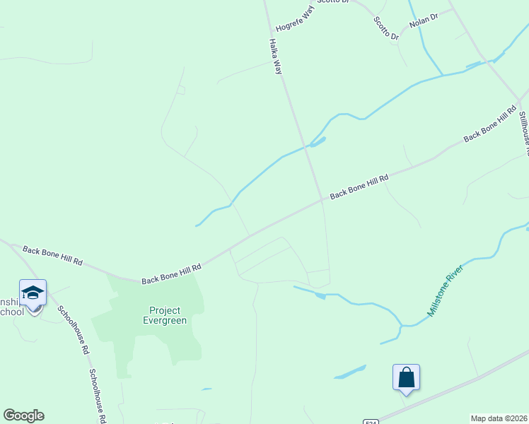 map of restaurants, bars, coffee shops, grocery stores, and more near 76 Back Bone Hill Road in Millstone