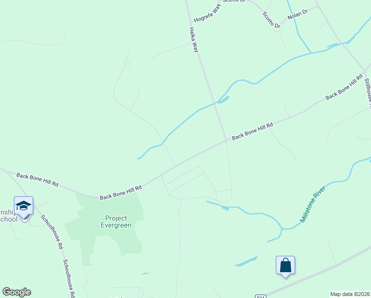 map of restaurants, bars, coffee shops, grocery stores, and more near 76 Back Bone Hill Road in Millstone