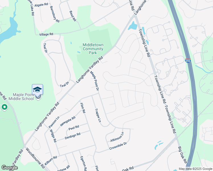 map of restaurants, bars, coffee shops, grocery stores, and more near 282 Dilworth Lane in Langhorne