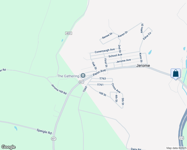 map of restaurants, bars, coffee shops, grocery stores, and more near 1910 Penn Avenue in Hollsopple