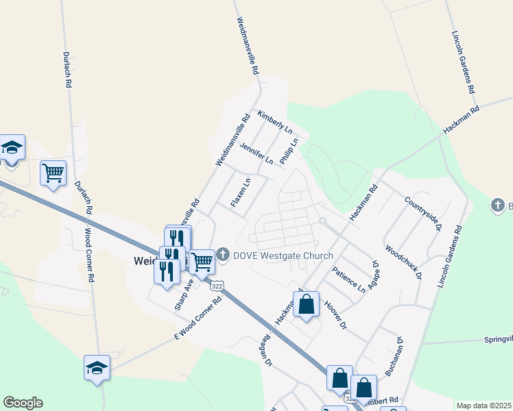 map of restaurants, bars, coffee shops, grocery stores, and more near 509 Foggy Bottom Road in Ephrata