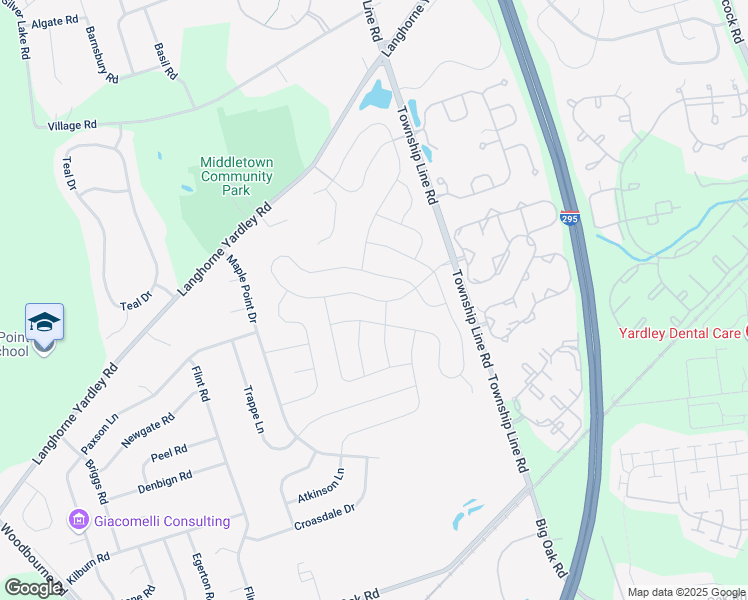 map of restaurants, bars, coffee shops, grocery stores, and more near 580 Fawnhill Drive in Langhorne