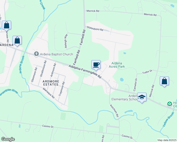 map of restaurants, bars, coffee shops, grocery stores, and more near Adelphia-Farmingdale Road in Monmouth County