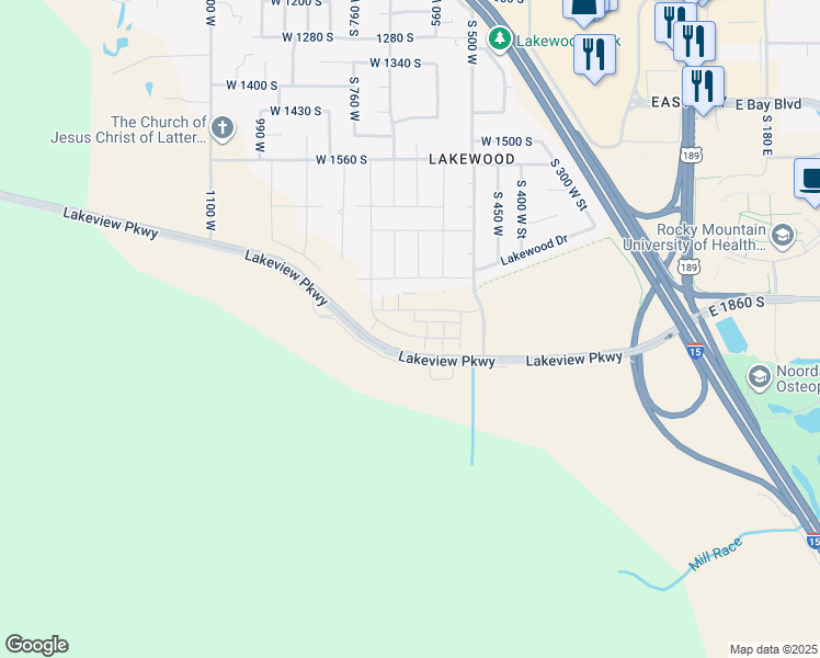 map of restaurants, bars, coffee shops, grocery stores, and more near 691 West 1820 South Street in Provo