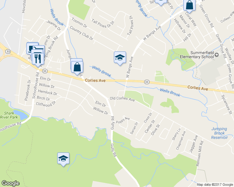 map of restaurants, bars, coffee shops, grocery stores, and more near 11 Old Corlies Avenue in Neptune City
