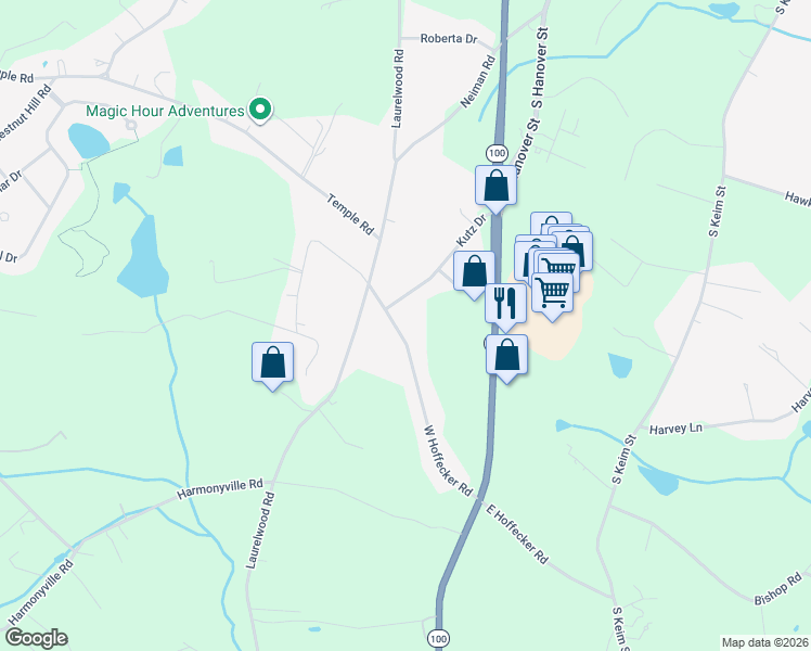 map of restaurants, bars, coffee shops, grocery stores, and more near 580 West Hoffecker Road in Pottstown