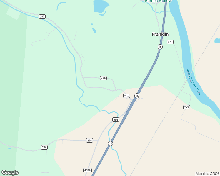 map of restaurants, bars, coffee shops, grocery stores, and more near 46755 Township Road 285 in Coshocton