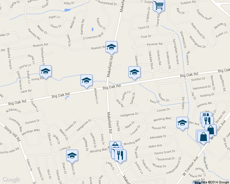 map of restaurants, bars, coffee shops, grocery stores, and more near 4 Rita Road in Morrisville