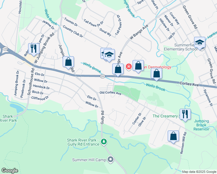 map of restaurants, bars, coffee shops, grocery stores, and more near 11 Old Corlies Avenue in Neptune City