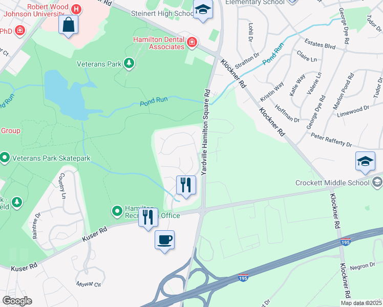 map of restaurants, bars, coffee shops, grocery stores, and more near 26 Pinedale Court in Hamilton Township