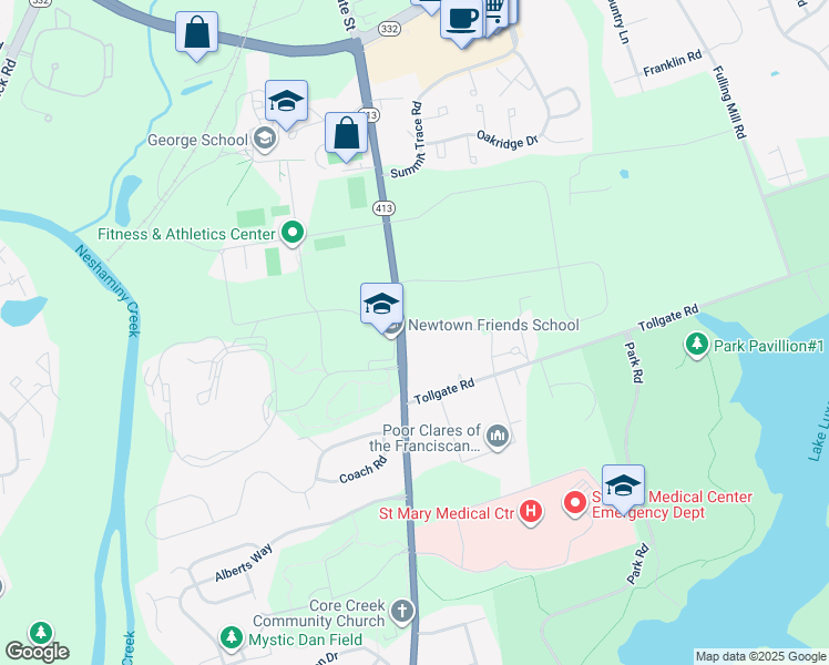 map of restaurants, bars, coffee shops, grocery stores, and more near 1441 Newtown-Langhorne Road in Langhorne