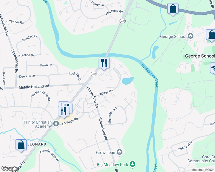 map of restaurants, bars, coffee shops, grocery stores, and more near 3188 Burnley Place in Holland