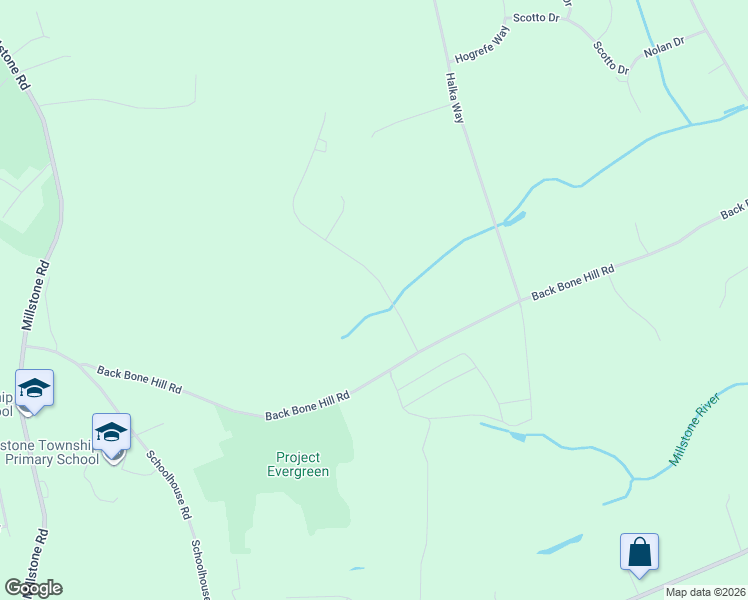 map of restaurants, bars, coffee shops, grocery stores, and more near 3 White Birch Drive in Millstone