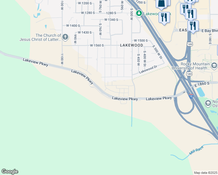 map of restaurants, bars, coffee shops, grocery stores, and more near 691 West 1820 South Street in Provo