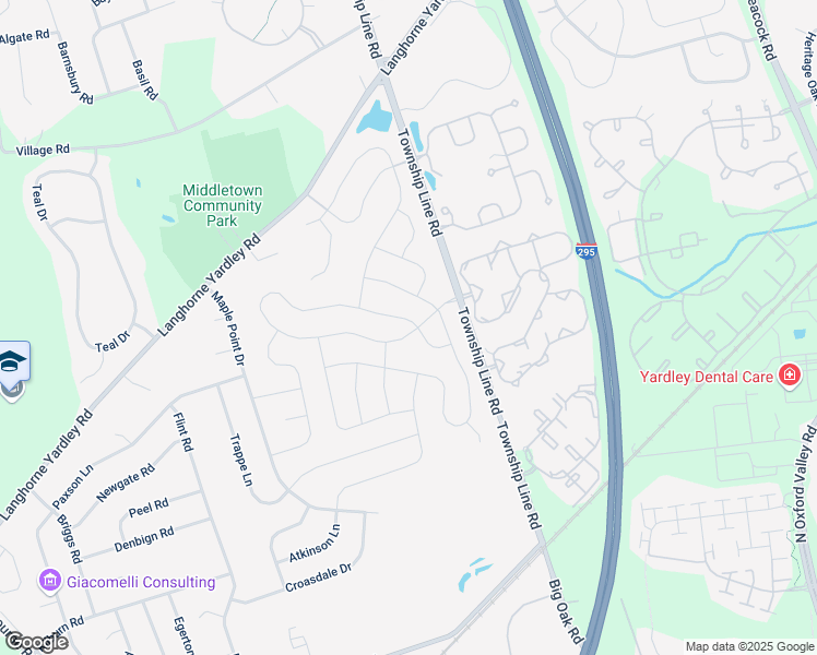 map of restaurants, bars, coffee shops, grocery stores, and more near 580 Fawnhill Drive in Langhorne