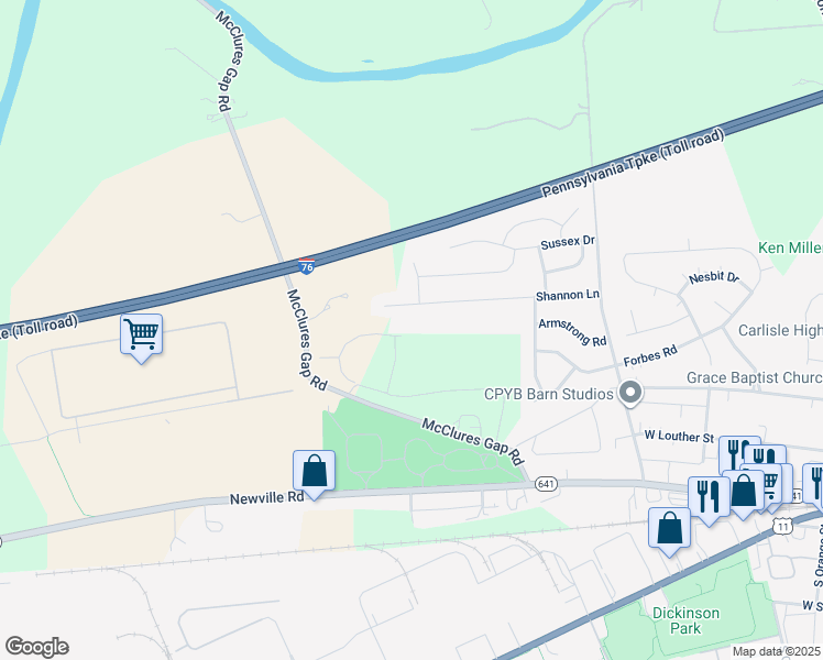 map of restaurants, bars, coffee shops, grocery stores, and more near 29 Bennington Way in Carlisle