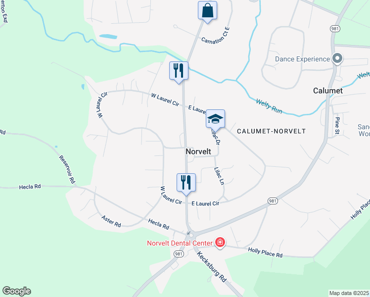 map of restaurants, bars, coffee shops, grocery stores, and more near in Norvelt