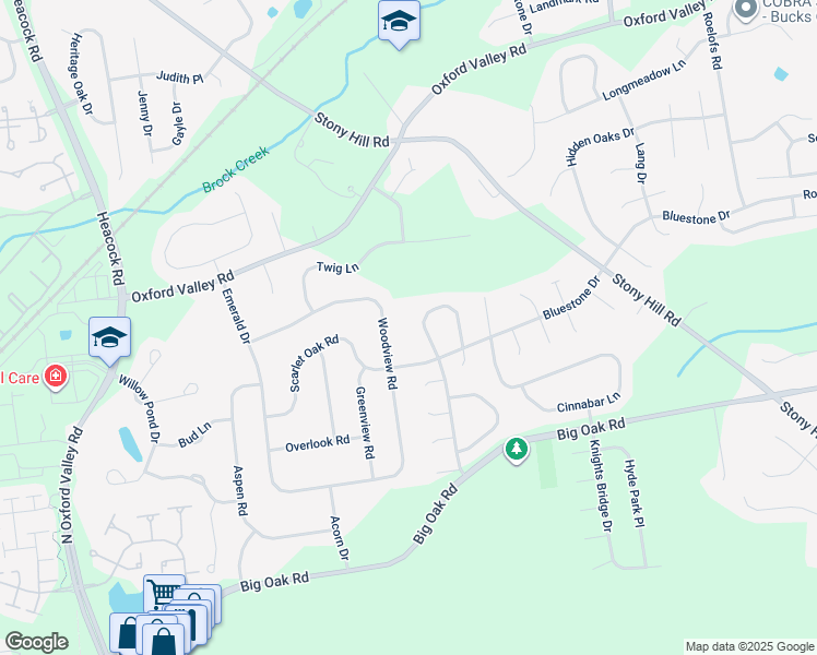 map of restaurants, bars, coffee shops, grocery stores, and more near 332 Tall Meadow Lane in Yardley