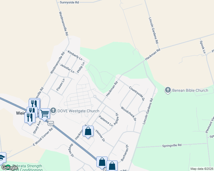 map of restaurants, bars, coffee shops, grocery stores, and more near 271 Hackman Road in Ephrata