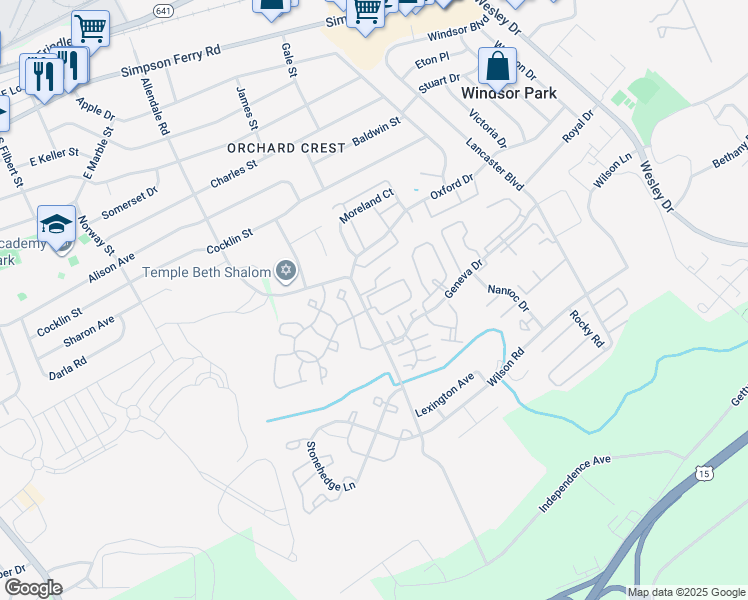 map of restaurants, bars, coffee shops, grocery stores, and more near 481 Delancey Court in Mechanicsburg