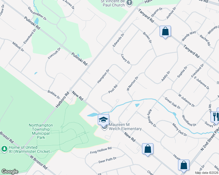 map of restaurants, bars, coffee shops, grocery stores, and more near 105 Post Road in Southampton