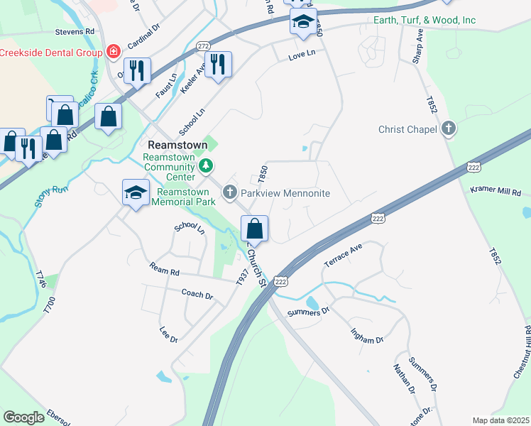map of restaurants, bars, coffee shops, grocery stores, and more near 4 North Summit Drive in Stevens