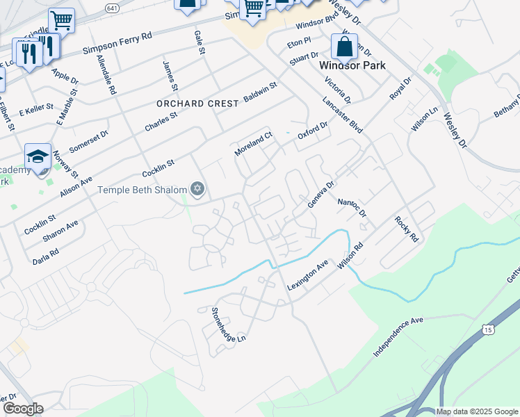 map of restaurants, bars, coffee shops, grocery stores, and more near 479 Delancey Court in Mechanicsburg