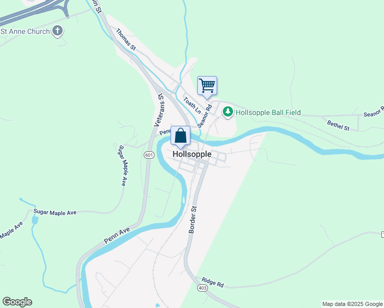 map of restaurants, bars, coffee shops, grocery stores, and more near in Hollsopple