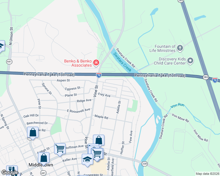 map of restaurants, bars, coffee shops, grocery stores, and more near 53 Caravan Court in Middletown