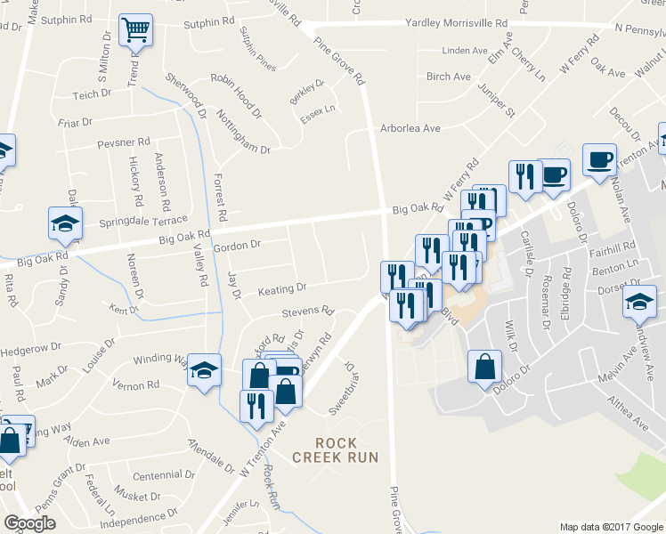 map of restaurants, bars, coffee shops, grocery stores, and more near 184 Marlboro Road in Morrisville