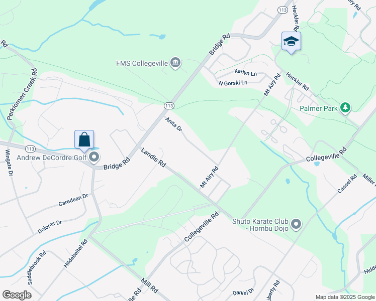 map of restaurants, bars, coffee shops, grocery stores, and more near 4228 Anita Drive in Collegeville