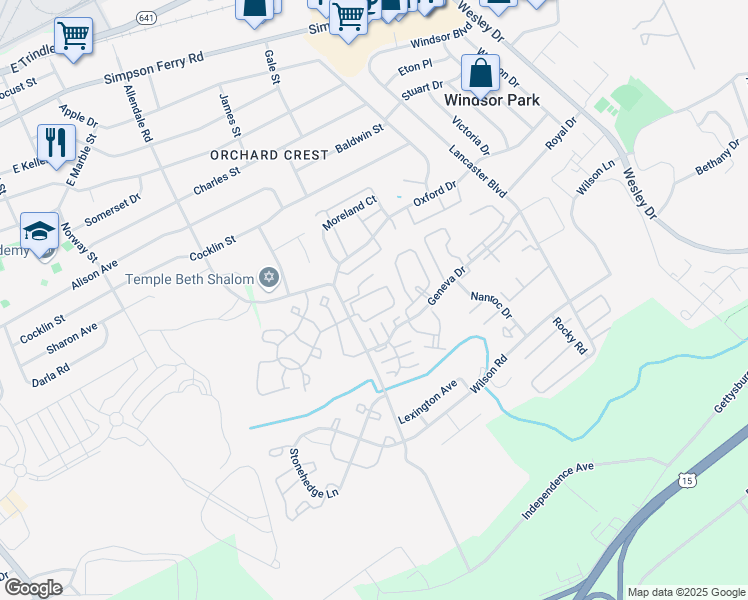 map of restaurants, bars, coffee shops, grocery stores, and more near 401 Garden Drive in Mechanicsburg