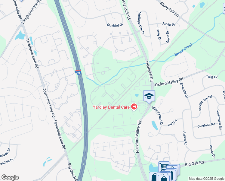 map of restaurants, bars, coffee shops, grocery stores, and more near 6706 Spruce Mill Drive in Yardley