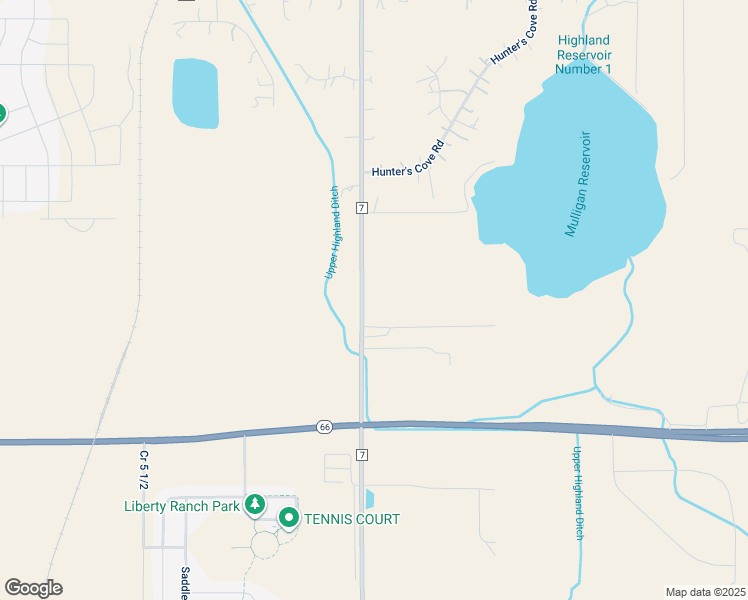 map of restaurants, bars, coffee shops, grocery stores, and more near 14278 County Road 7 in Mead